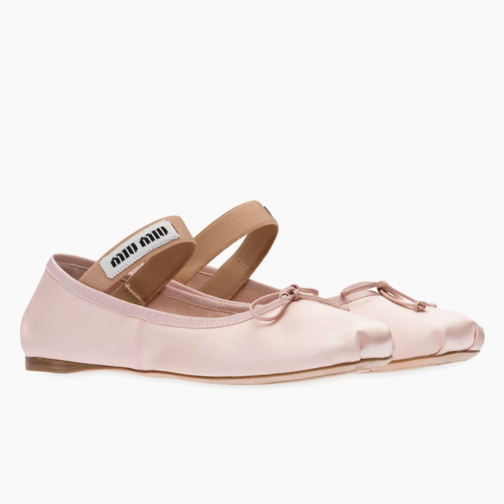 Miu Miu Pink Satin Ballet Flats